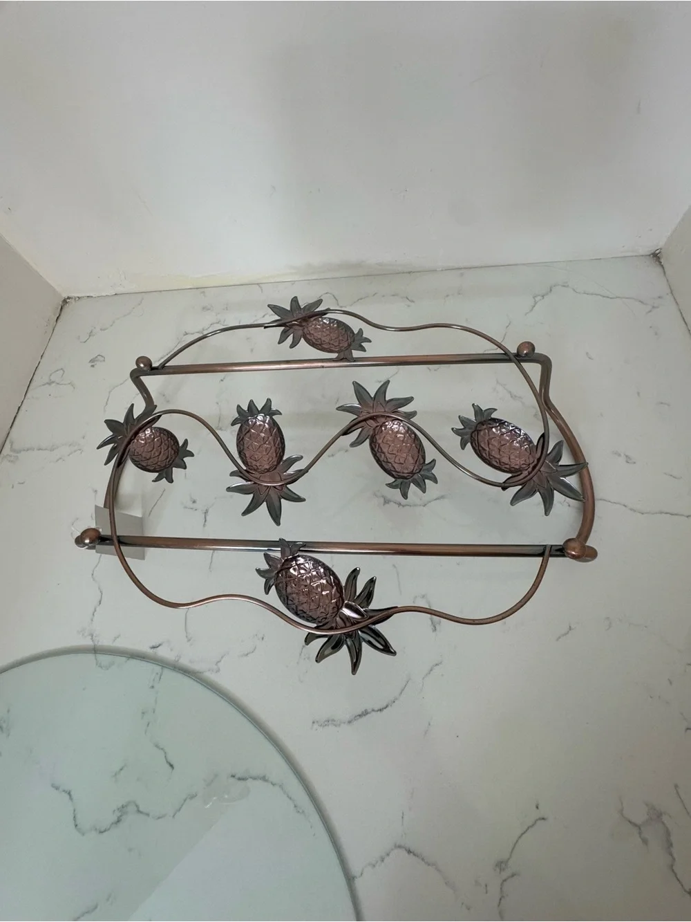 Home Essentials Bronze-Tone Pineapple Glass Serving Tray